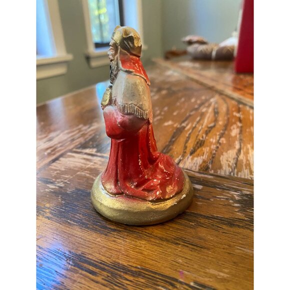 Vintage Hand-Painted Wise Man Figurine Christmas Nativity King Statue Red & Gold - Picture 4 of 6